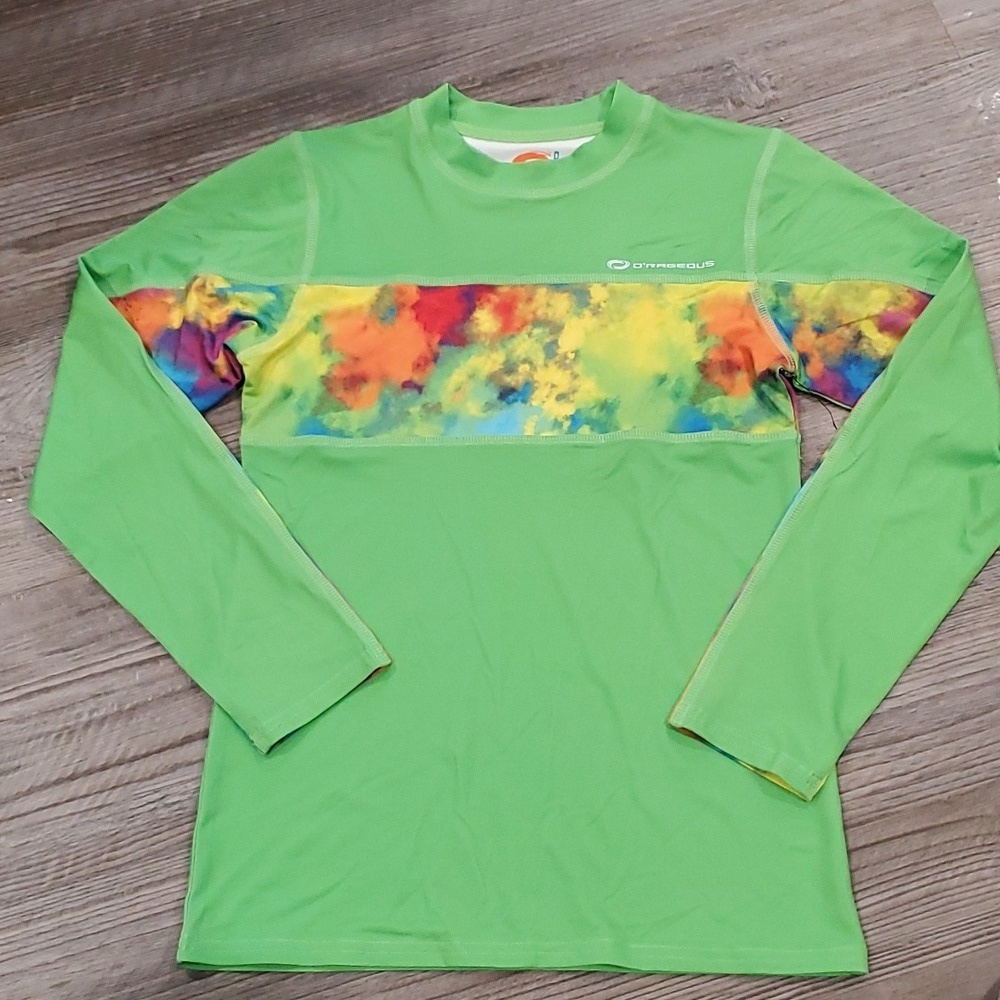 O'Rageous Crew Neck Long Sleeve Rashguard Size Medium
